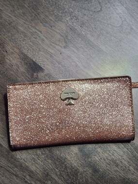 Kate Spade New York Rose Gold Glitter Continental Wallet